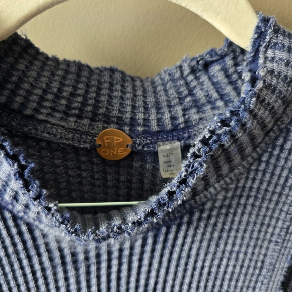 Free People ONE Natasha Sleeveless Waffle Knit Midi Dress Navy - Picture 7 of 7